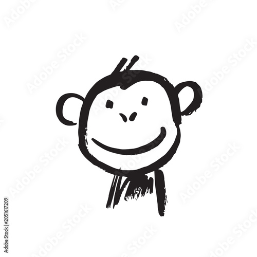 Photography Cute smiling monkey face doodle with big ears