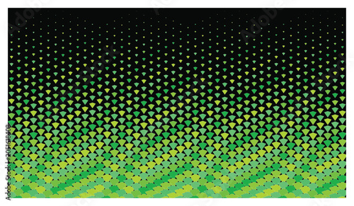 Obraz na płótnie Green gradient fan shapes fading into black background abstract geometric pattern