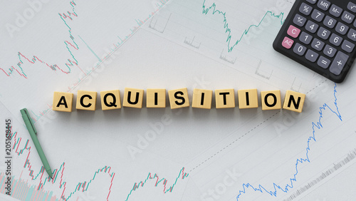 Bild auf Leinwand Acquisition Business Word on Financial Stock Market Chart 3D render