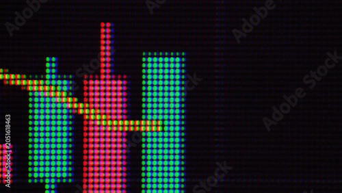 Macro Close-Up of Financial Candlestick Chart on LCD Screen