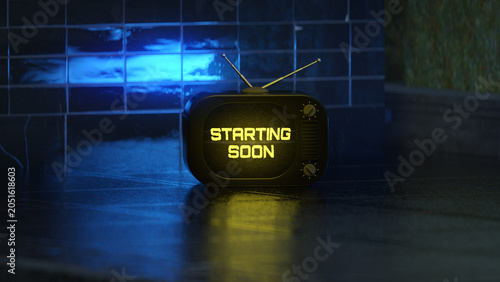 Retro TV Starting Soon Screen 3D Render