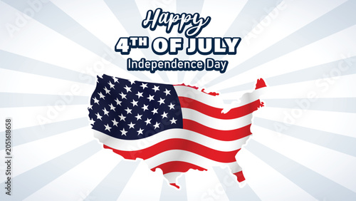 Happy Independence Day celebration with waving American flag and fireworks background