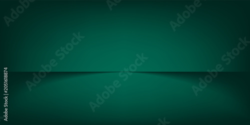 Dark green studio space. Abstract Limbo background. 3D background for product presentation. Minimalist wall view.