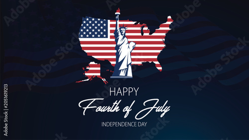 Independence Day Celebration with American Eagle and US Flag in Patriotic Fireworks Background