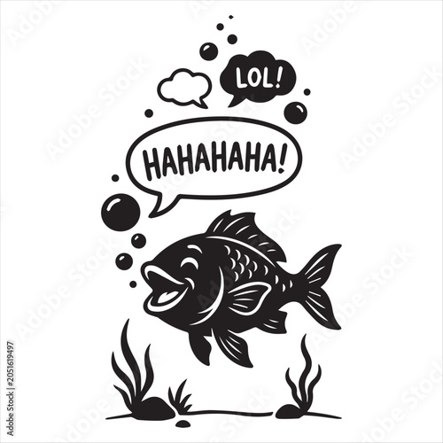 Fish Underwater Blowing Speech Bubbles in Clean Minimal Silhouette Design