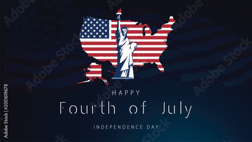 Patriotic American Independence Day Celebration with Eagle and Fireworks on Dark Background
