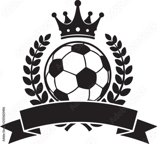 Black soccer ball with crown and laurel wreath