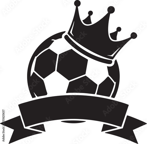 Black and white soccer ball with a crown on top