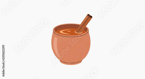 Traditional copper mortar and pestle for grinding spices and herbs in rustic kitchen setting