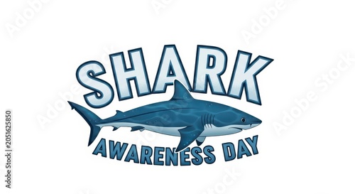 Shark Awareness Day vector logo with stylized text