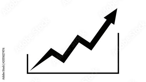 Foto A black line graph icon with an upward trend arrow.
