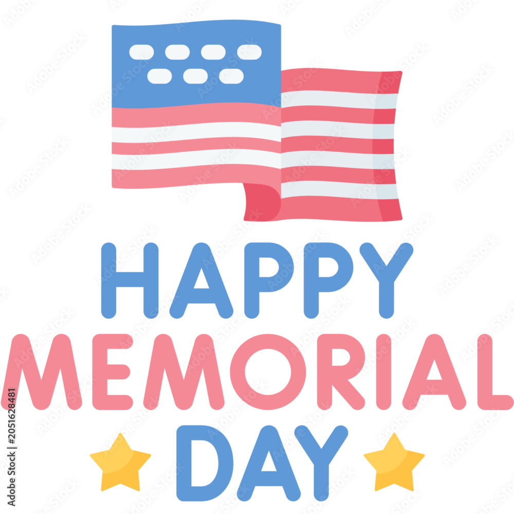 Obraz premium Memorial day greeting with american flag