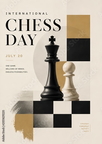 International Chess Day. July 20. Holiday illustration.