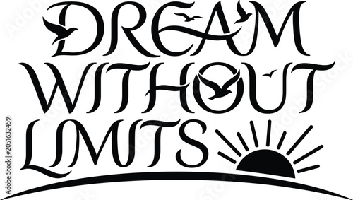 Foto Bold Black Handwritten Typography Inspiring Phrase Surrounded By Celestial Sunbu