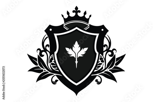crest coat of arms border heraldic frame silhouette line art vector illustration