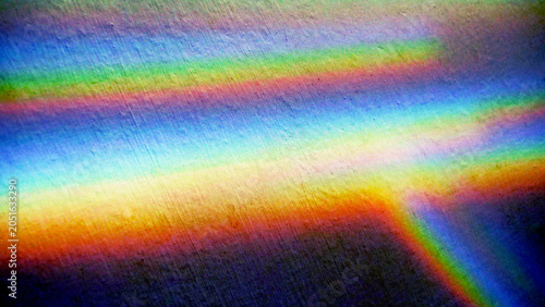 Bild auf Leinwand Rainbow light refraction on textured wall, prism spectrum reflection overlay, vi