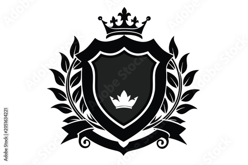 crest coat of arms border heraldic frame silhouette line art vector illustration