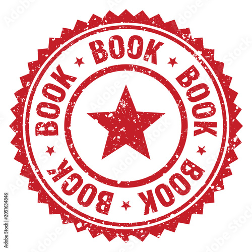 Fotografía book red grunge round stamp. book stamp