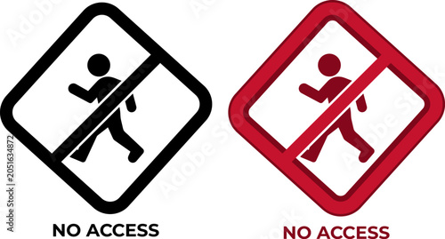 No access sign icon with crossed out walking pedestrian silhouette