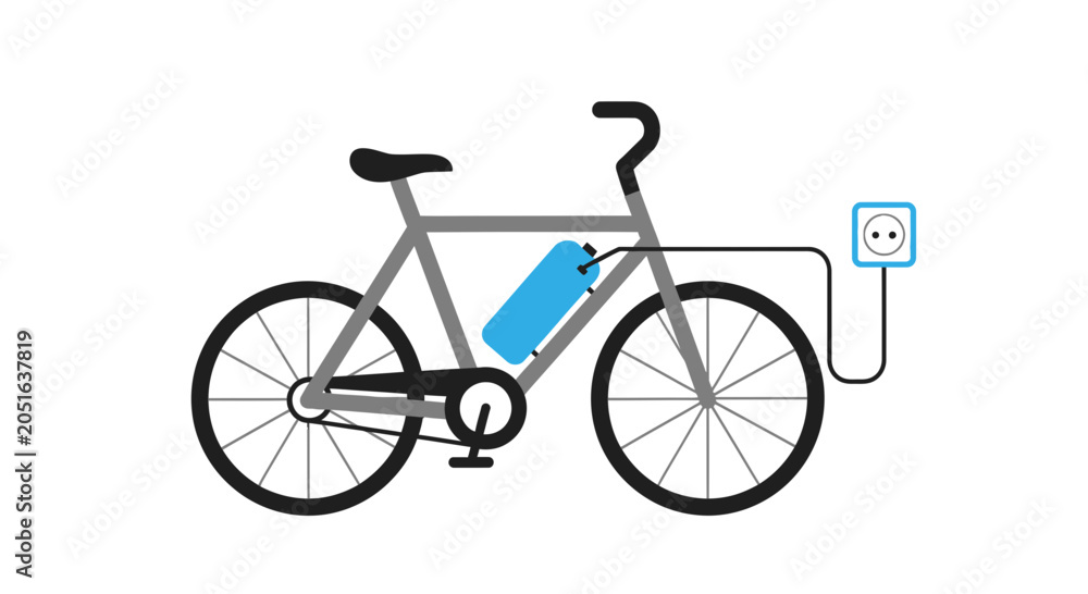 Fototapeta premium Electric Bicycle Charging Battery Powering Eco Friendly Transport