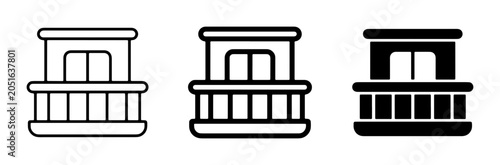 Balcony Icons, Architectural Elements, Building Facade Design, Exterior View, Vector Art