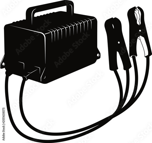 Fotografie Automotive car battery charger with jumper cable clamps illustration jumper cabl