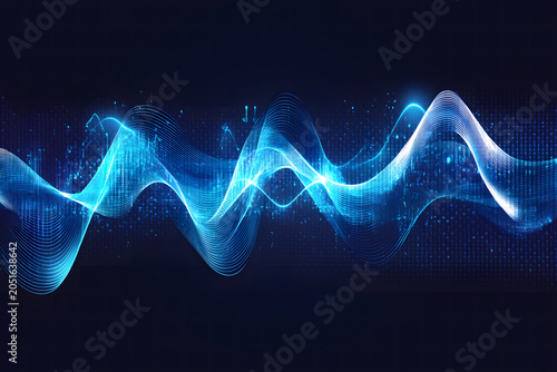 a blue sound wave with a black background