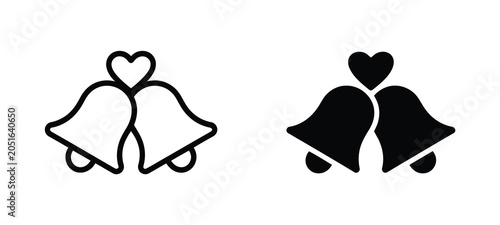 Foto Wedding bells icon with white background, marriage celebration symbol for bridal invitation cards and romantic event decoration design