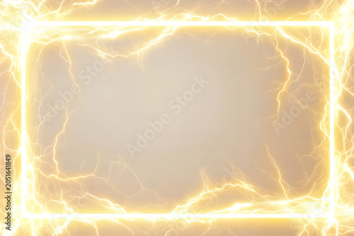 a yellow rectangular border with lightning effects