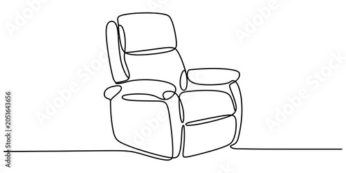 Fotografía Continuous single line drawing of a comfortable recliner chair for home furnitur