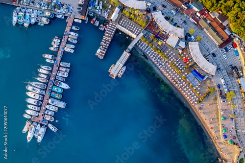 Poyrazkoy in Istanbul, Turkey. Poyrazkoy is the name of a village in Beykoz district, Istanbul Province. Aerial view of Poyrazkoy Port.