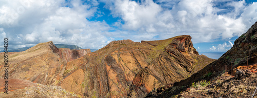 Panorama of colorful volcanic ridges and cliffs