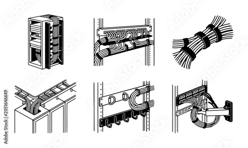 Fotografía Server Rack Cable Management Solutions, Network Wiring Organization, Data Center