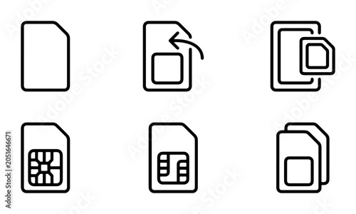 Obraz na płótnie SIM Card Icons, Mobile Chip Set, Digital Connectivity Symbols, Technology Vector