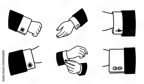 Tableau sur toile Cufflink Styles, Formal Wear Accessories, Men's Fashion Details, Vector Icons Se