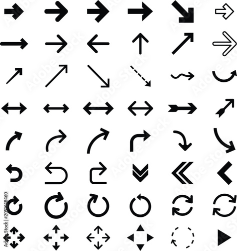 Slika na platnu Black arrow vector icon pack