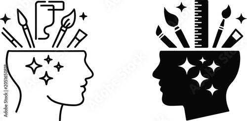 Tableau sur toile Creativity Icon Collection, Vector Illustration for Innovation, Imagination, and Creative Thinking Concepts