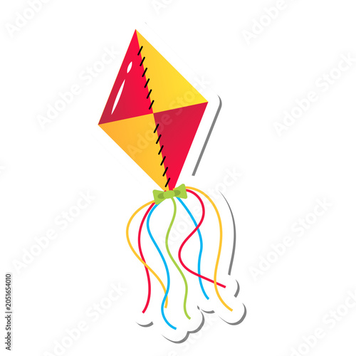 Festa Junina Sao Joao kite with colorful streamers isolated on transparent background
