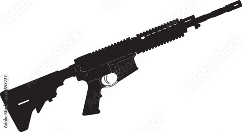 Foto Black and white silhouette of a modern assault rifle with tactical rails and sto