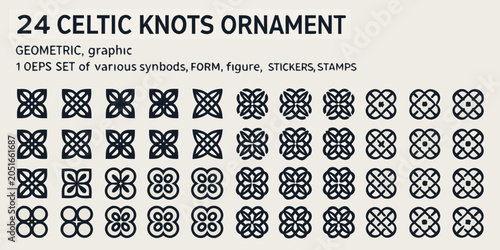 Schilderij op canvas Celtic knots ornament collection black vector illustration on neutral background