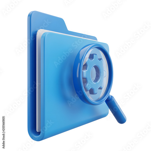Folder with Magnifying Glass and Gear Icon