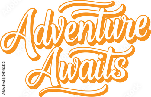 Bild auf Leinwand Vibrant orange adventure awaits typography with silhouette