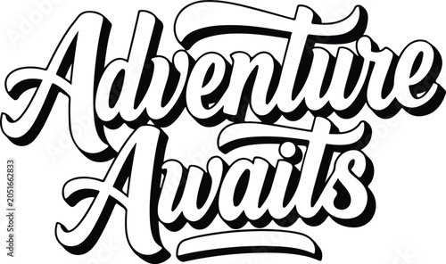 Obraz na plátně Adventure awaits silhouette typography