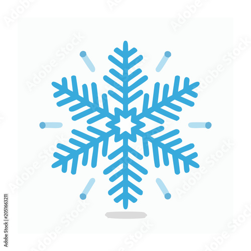 Flat design blue snowflake icon with light blue accents