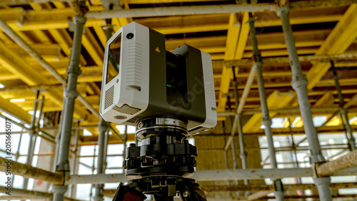 Professional laser scanner mounted on tripod
