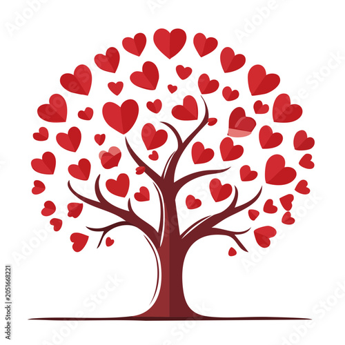 Red heart tree illustration