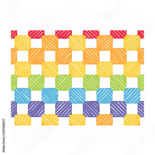 Rainbow checkered pattern with hand-drawn texture