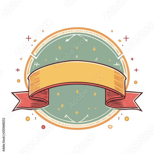 Retro banner ribbon emblem with decorative elements