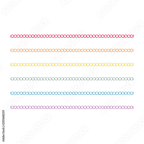 Set of colorful decorative borders with circle pattern