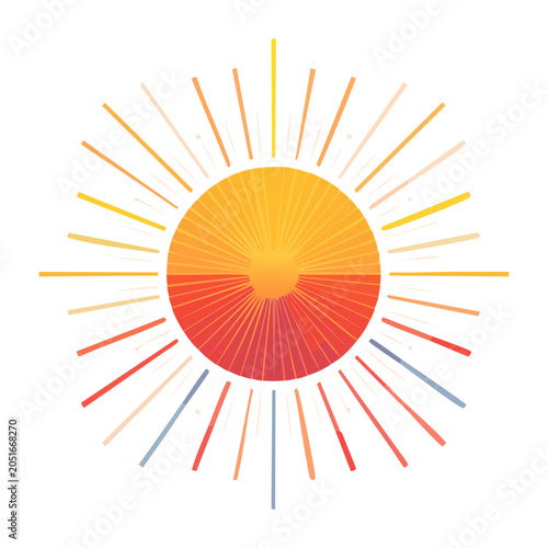 Stylized sunburst illustration with warm colors